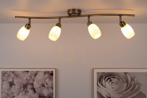 Deckenleuchte „Clea“, inklusive 4 G9-Fassungen, max.. 28 W, Metall mit Patina-Optik/Glasschirm in Ecru, 78 cm small 3