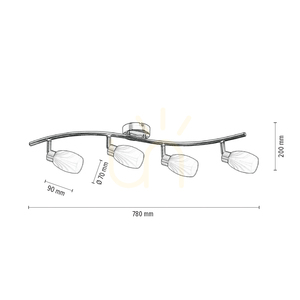 Deckenleuchte „Clea“, inklusive 4 G9-Fassungen, max.. 28 W, Metall mit Patina-Optik/Glasschirm in Ecru, 78 cm small 4