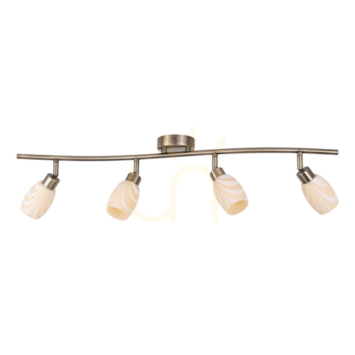 Prüfen Deckenleuchte „Clea“, inklusive 4 G9-Fassungen, max.. 28 W, Metall mit Patina-Optik/Glasschirm in Ecru, 78 cm