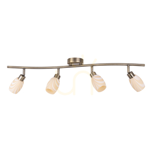Deckenleuchte „Clea“, inklusive 4 G9-Fassungen, max.. 28 W, Metall mit Patina-Optik/Glasschirm in Ecru, 78 cm small 0