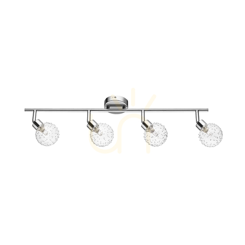 Prüfen Klarsicht-Deckenleuchte 4xG9, Max. 28 W, Metall in Chromoptik/transparenter Glasschirm, 69 cm