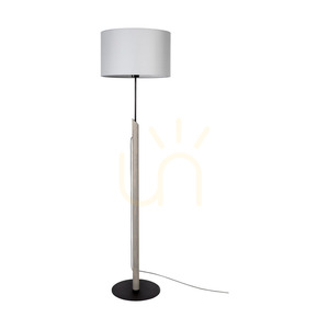 Colette Grey Stehlampe, 1xE27, Max. 60 W, grau gebeiztes Kiefernholz, schwarzes Metall, schwarzes geflochtenes Kabel, grauer Lampenschirm, Ø 40 cm small 2