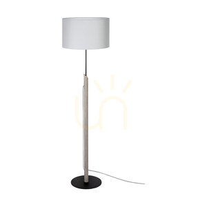 Colette Grey Stehlampe, 1xE27, Max. 60 W, grau gebeiztes Kiefernholz, schwarzes Metall, schwarzes geflochtenes Kabel, grauer Lampenschirm, Ø 40 cm small 0