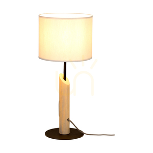 Colette Grey Tischlampe, 1xE27, Max. 40 W, grau gebeiztes Kiefernholz, schwarzes Metall, schwarzes geflochtenes Kabel, grauer Lampenschirm, Ø 20 cm small 1