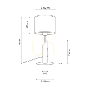 Colette Grey Tischlampe, 1xE27, Max. 40 W, grau gebeiztes Kiefernholz, schwarzes Metall, schwarzes geflochtenes Kabel, grauer Lampenschirm, Ø 20 cm small 2