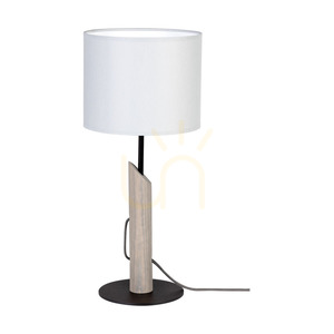 Colette Grey Tischlampe, 1xE27, Max. 40 W, grau gebeiztes Kiefernholz, schwarzes Metall, schwarzes geflochtenes Kabel, grauer Lampenschirm, Ø 20 cm small 0