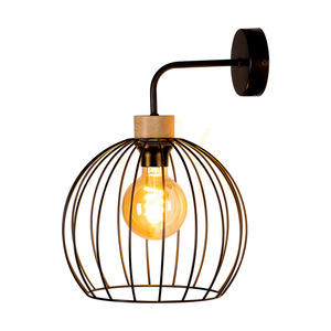 Coop Wandleuchte 1xE27 Max. 60 W, geölte Eiche/schwarzes Metall, 28 cm small 1