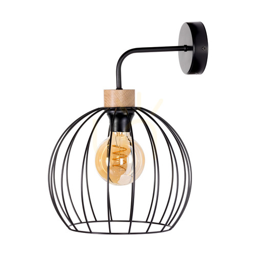 Prüfen Coop Wandleuchte 1xE27 Max. 60 W, geölte Eiche/schwarzes Metall, 28 cm