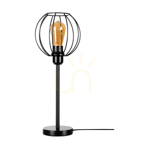 Prüfen Coop Tischlampe, 1xE27, Max. 25 W, schwarzes Metall-/schwarzes PVC-Kabel, Ø 19 cm