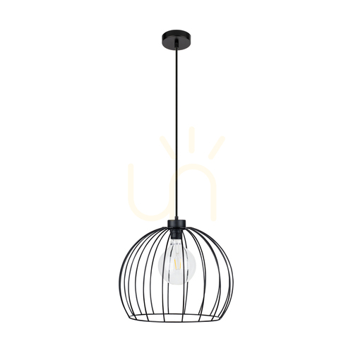 Prüfen Coop Pendelleuchte 1xE27 Max. 60 W, schwarzes Metall-/schwarzes PVC-Kabel, Ø 37 cm