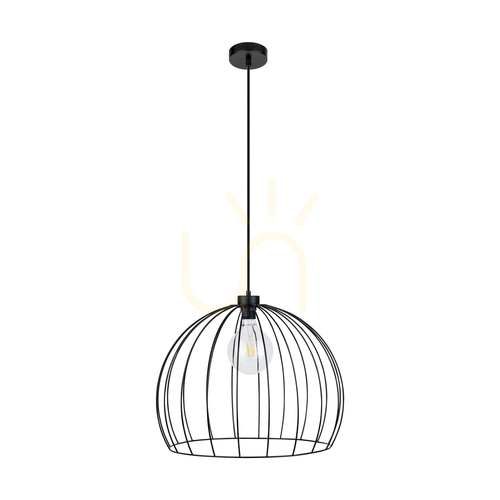 Prüfen Coop Pendelleuchte 1xE27 Max. 60 W, schwarzes Metall-/schwarzes PVC-Kabel, Ø 49 cm