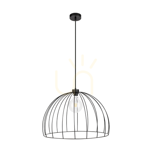 Prüfen Coop Pendelleuchte 1xE27 Max. 60 W, schwarzes Metall-/schwarzes PVC-Kabel, Ø 57 cm