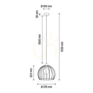 Coop-Pendelleuchte, 1xE27, Max. 60 W, Goldmetall/schwarzes PVC-Kabel, Ø 37 cm small 4