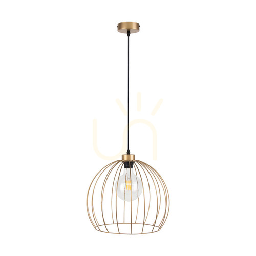 Prüfen Coop-Pendelleuchte, 1xE27, Max. 60 W, Goldmetall/schwarzes PVC-Kabel, Ø 37 cm