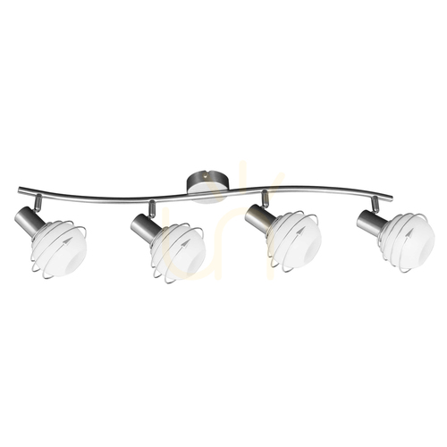 Prüfen Daria Deckenleuchte, 4xE14, Max. 40 W, Satin-Metall/Weiß, Glasschirm, 85 cm