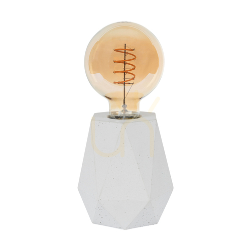Prüfen Tischlampe „Diamant“, 1xE27, Max. 25 W, weißer Beton/schwarzes PVC-Kabel, Ø 12 cm