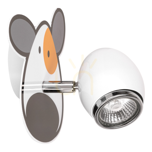 Prüfen Wandleuchte „Doggy“ 1xGU10 Max. 50 W, Weiß/Chrom, Metall mit Hundemotiv, 18 cm