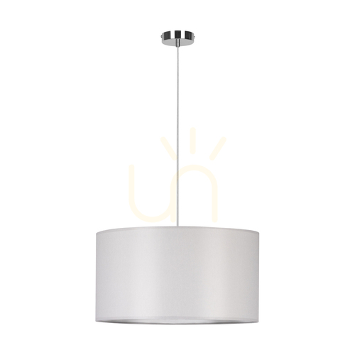 Prüfen Dove Pendelleuchte, 1xE27, Max. 60 W, Metall in Chromoptik / transparentes PVC-Kabel / grauer Lampenschirm, Ø 50 cm