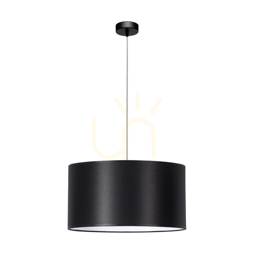 Prüfen Dove Pendelleuchte, 1xE27, Max. 60 W, schwarzes Metall / transparentes PVC-Kabel / schwarzer Lampenschirm, Ø 50 cm