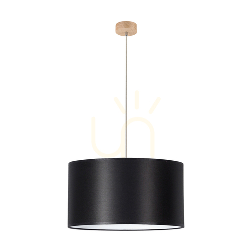 Prüfen Dove Pendelleuchte 1xE27 Max. 60 W, geölte Eiche/transparentes PVC/Schwarz, Ø 50 cm