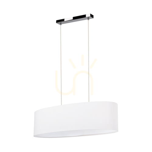 Prüfen Dove Pendelleuchte, 2xE27, Max. 40 W, Metall in Chromoptik / transparentes PVC-Kabel / weißer Lampenschirm, 80 cm