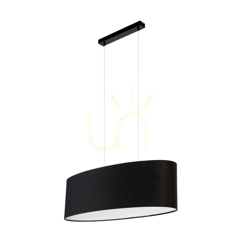 Prüfen Dove Pendelleuchte, 2xE27, Max. 40 W, schwarzes Metall/transparentes PVC-Kabel/schwarzer Lampenschirm, 80 cm