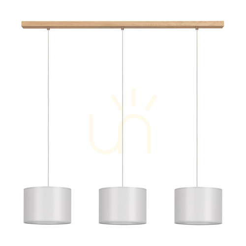 Prüfen Dove Pendelleuchte 3xE27 Max. 40 W, geölte Eiche/transparentes PVC/grau, 100 cm