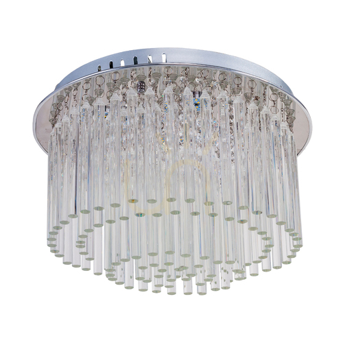 Prüfen Deckenleuchte „Euphoria“, inklusive 6 LED-Lampen (3000 K, 18 W), Metall in Chromoptik/transparente Kristalle, Ø 40 cm