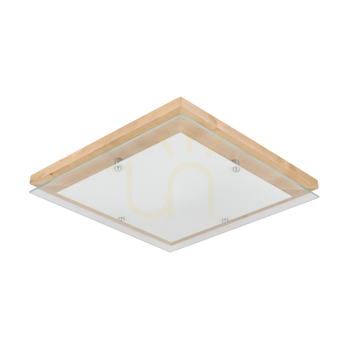 Prüfen Finn Deckenleuchte, 1xLED, 2700 K, 24 W, Birke/Chrommetall/weißes Glas, 40 cm