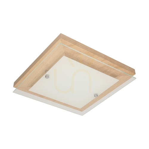 Prüfen Finn Deckenleuchte, 1xLED, 2700 K, 14 W, Birke/Chrommetall/weißes Glas, 29 cm