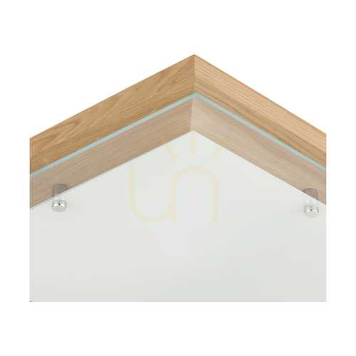 Prüfen Finn Deckenleuchte, 1xLED, 2700 K, 24 W, geölte Eiche/Chrommetall/weißes Glas, 40 cm
