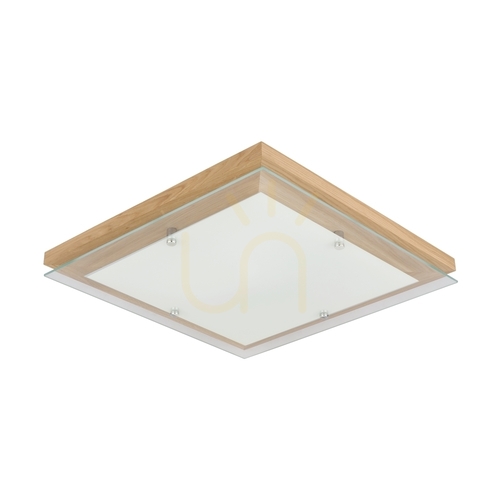 Prüfen Finn Deckenleuchte, 1xLED, 2700 K, 24 W, geölte Eiche/Chrommetall/weißes Glas, 40 cm