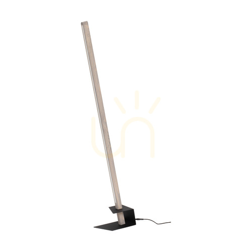 Prüfen Forestier Stehlampe, 1xLED, 3000 K, 18 W, grau gebeiztes Kiefernholz, schwarzes Metall, schwarzes PVC-Kabel (40 cm)