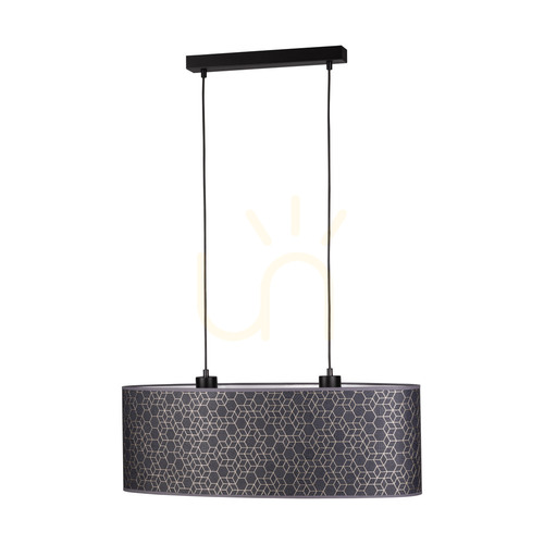 Prüfen Galance Pendelleuchte, 2xE27, Max. 40 W, schwarzes Metall / schwarzes geflochtenes Kabel / schwarz-goldener Lampenschirm im Tapetenstil, 70 cm