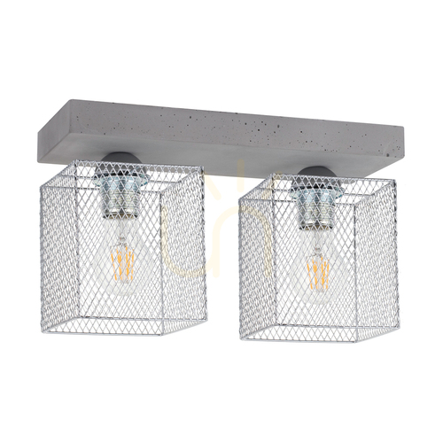 Prüfen Gittan Deckenleuchte, 2xE27, Max. 60 W, Betongrau/verchromter Metallschirm, 35 cm