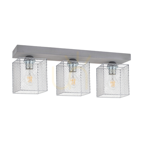 Prüfen Gittan Deckenleuchte, 3xE27, Max. 60 W, Betongrau/verchromter Metallschirm, 55 cm