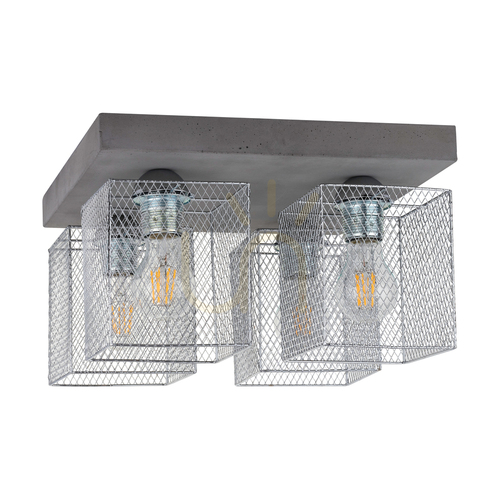 Prüfen Gittan Deckenleuchte, 4xE27, Max. 60 W, Betongrau/verchromter Metallschirm, 34 cm