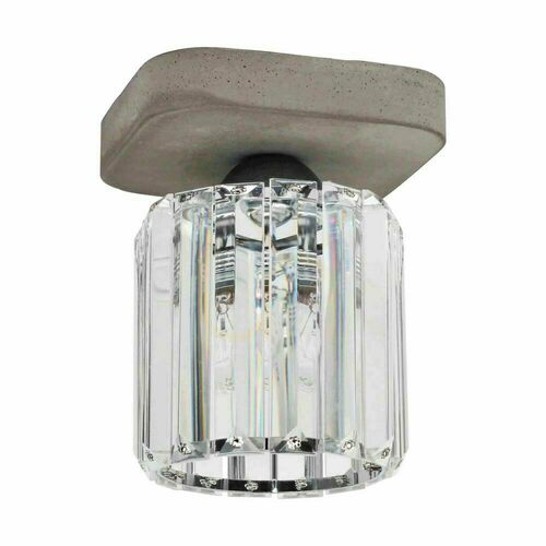 Prüfen Deckenleuchte „Glory“, 1xE27, Max. 60 W, Betongrau/klarer Glasschirm, 13,5 cm