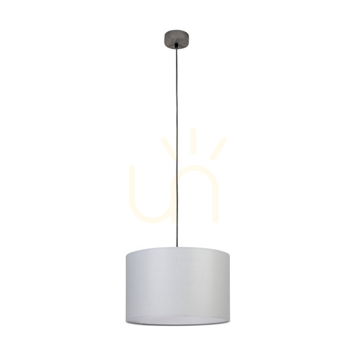 Prüfen Graue Pendelleuchte, 1xE27, Max. 60 W, grau gebeiztes Kiefernholz, geflochtenes Kabel, grauer Lampenschirm, Ø 40 cm