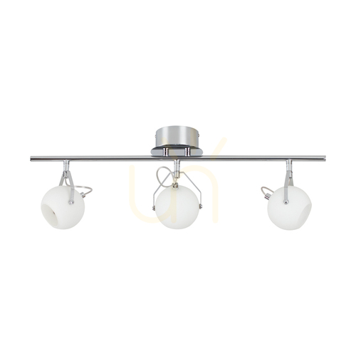 Prüfen Ida Deckenleuchte, inklusive 3xLED 2700K 3W, Metall in Chrom/weißer Glasschirm, 67,5 cm