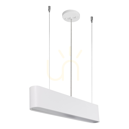 Prüfen Illumina Pendelleuchte, inklusive 1x LED 3000K 35W, weißes Metall/transparentes PVC-Kabel/weißer Lampenschirm, 122 cm