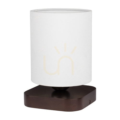 Prüfen Jenta Tischlampe, 1xE27, Max. 25 W, Buchen- und Nussbaumholz, schwarzes PVC-Kabel, weißer Lampenschirm, 13,5 cm