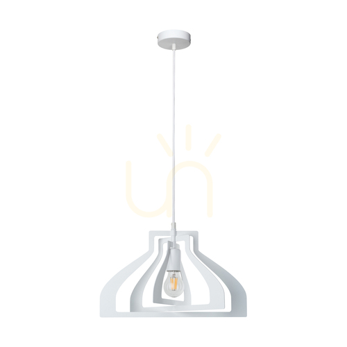 Prüfen Justyna Pendelleuchte, 1xE27, Max. 60 W, weißes Metall/weißes PVC-Kabel, Ø 42 cm