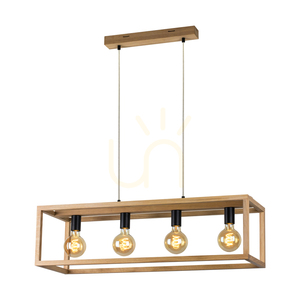 Spot Light KAGO 61590474 Pendelleuchte, geölte Eiche und Schwarz, 4 × E27, 90 cm small 1
