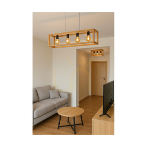 Spot Light KAGO 61590474 Pendelleuchte, geölte Eiche und Schwarz, 4 × E27, 90 cm small 4