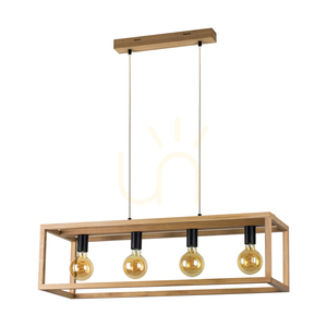 Spot Light KAGO 61590474 Pendelleuchte, geölte Eiche und Schwarz, 4 × E27, 90 cm small 0