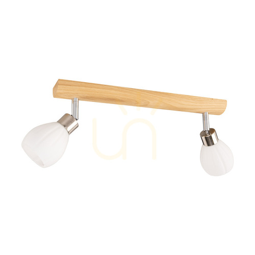 Prüfen Kira Deckenleuchte inkl.. 2xG9-LED, max.. 3 W, geölte Eiche/satiniertes Metall/weißer Glasschirm, 39 cm