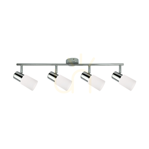 Prüfen Kira-Deckenleuchte, 4xE14, Max. 40 W, Metall in Chromoptik/weißer Glasschirm, 71 cm