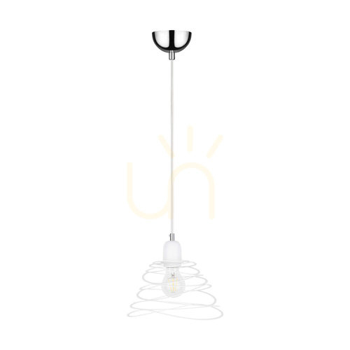 Prüfen Komet Pendelleuchte, 1xE27, Max. 60 W, Metall in Chrom/weißes PVC-Kabel/weißer Metallschirm, Ø 24,5 cm
