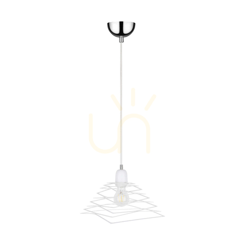 Prüfen Komet Pendelleuchte, 1xE27, Max. 60 W, Metall in Chrom/weißes PVC-Kabel/weißer Metallschirm, 24 cm